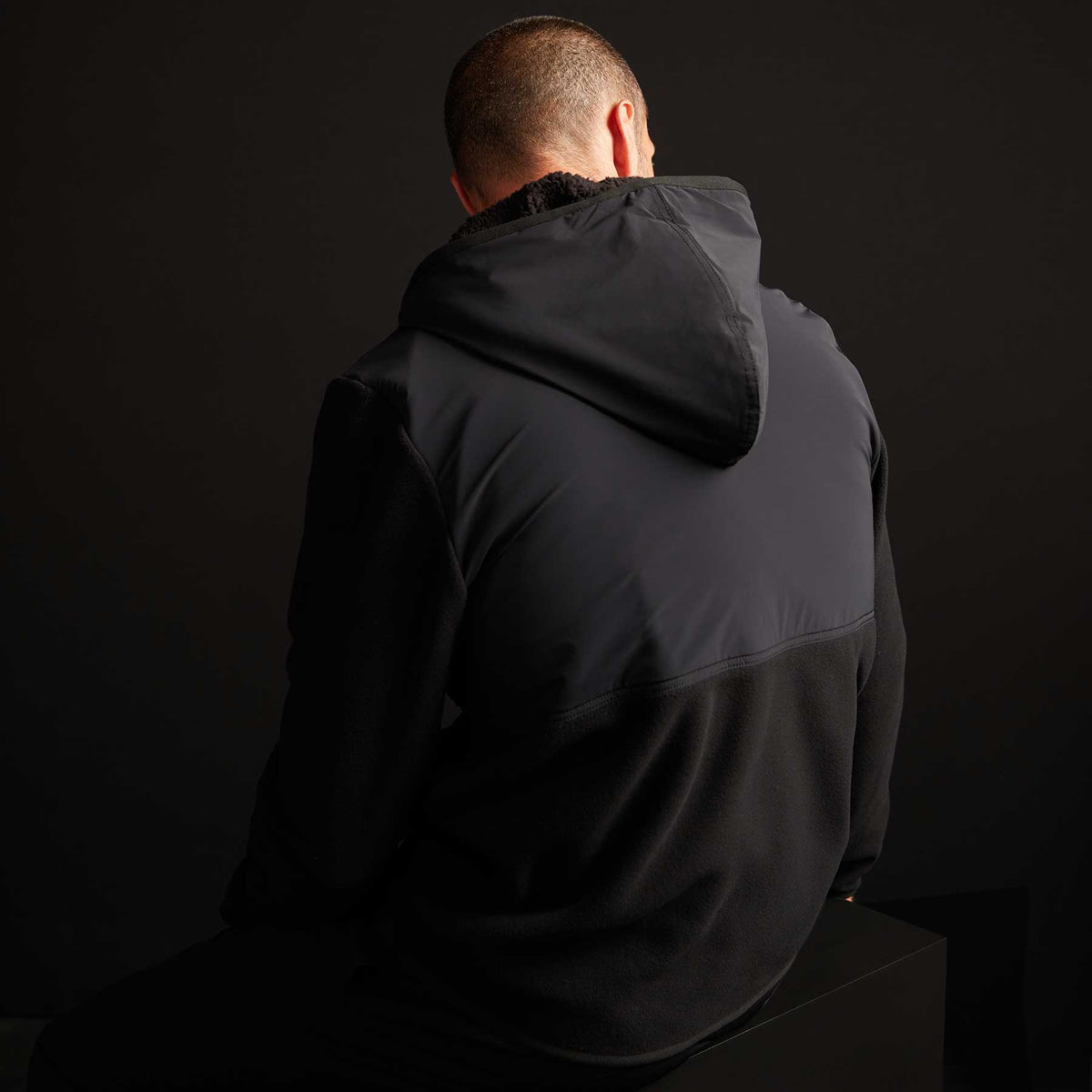 Technical Polar Fleece Zip Up Hoody - Black | James Perse Los Angeles