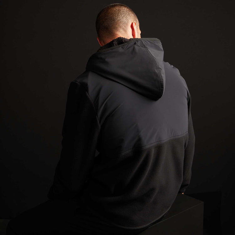 Technical Polar Fleece Zip Up Hoody - Black | James Perse Los Angeles