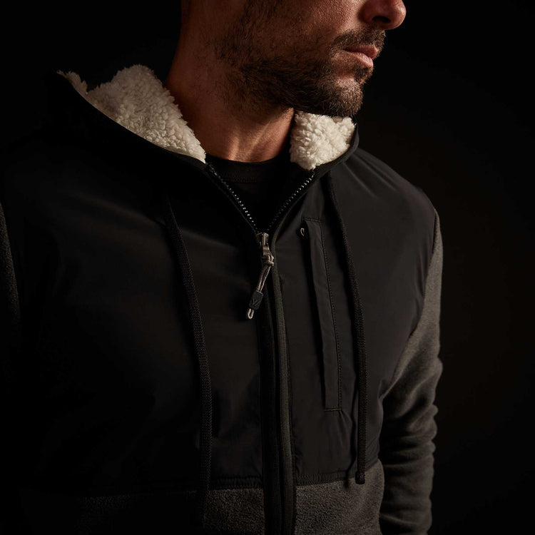 Technical Polar Fleece Zip Up Hoody - Charcoal | James Perse Los Angeles