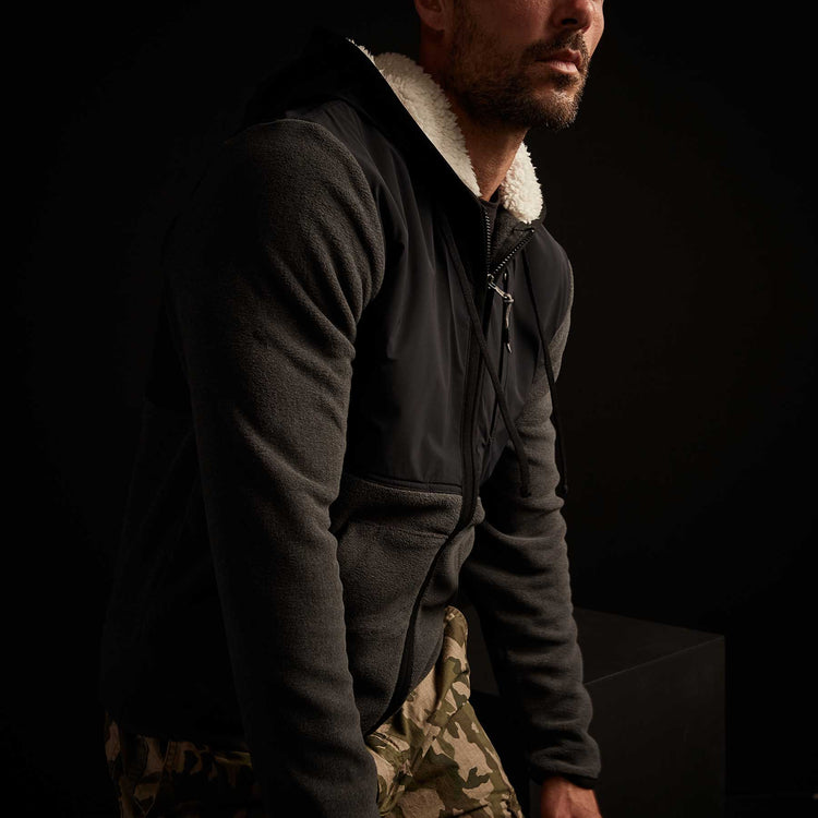 Technical Polar Fleece Zip Up Hoody - Charcoal | James Perse Los Angeles