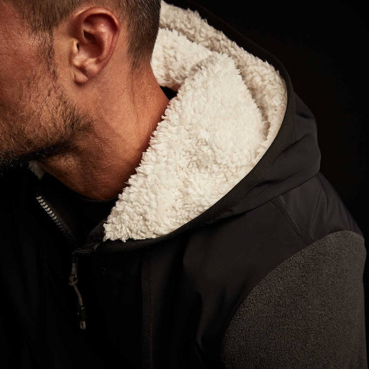 Technical Polar Fleece Zip Up Hoody - Charcoal | James Perse Los Angeles