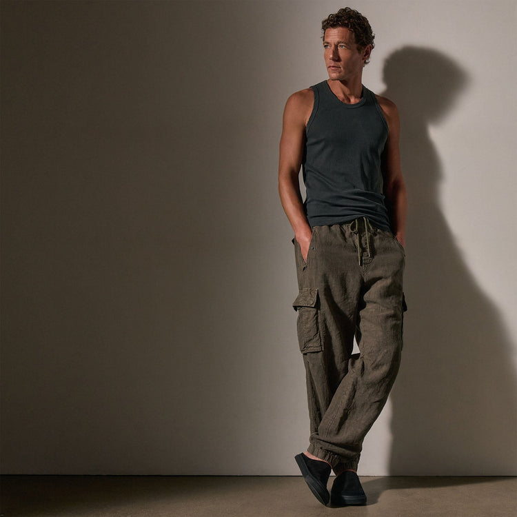 Textured Linen Flight Pant in Army Green | James Perse Los Angeles