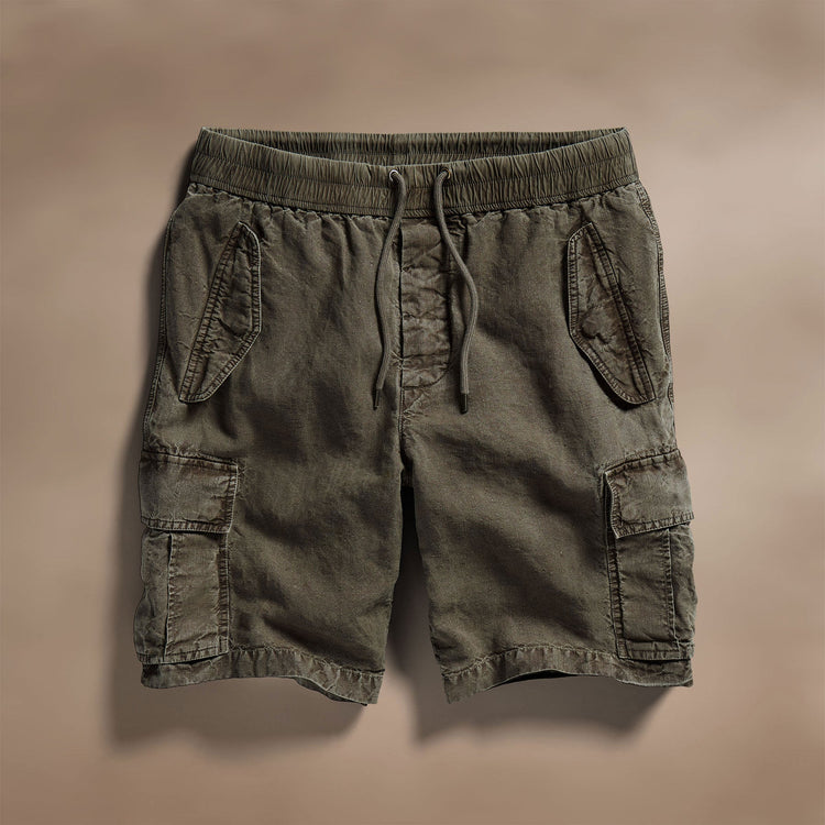 Textured Linen Flight Short in Army Green | James Perse Los Angeles
