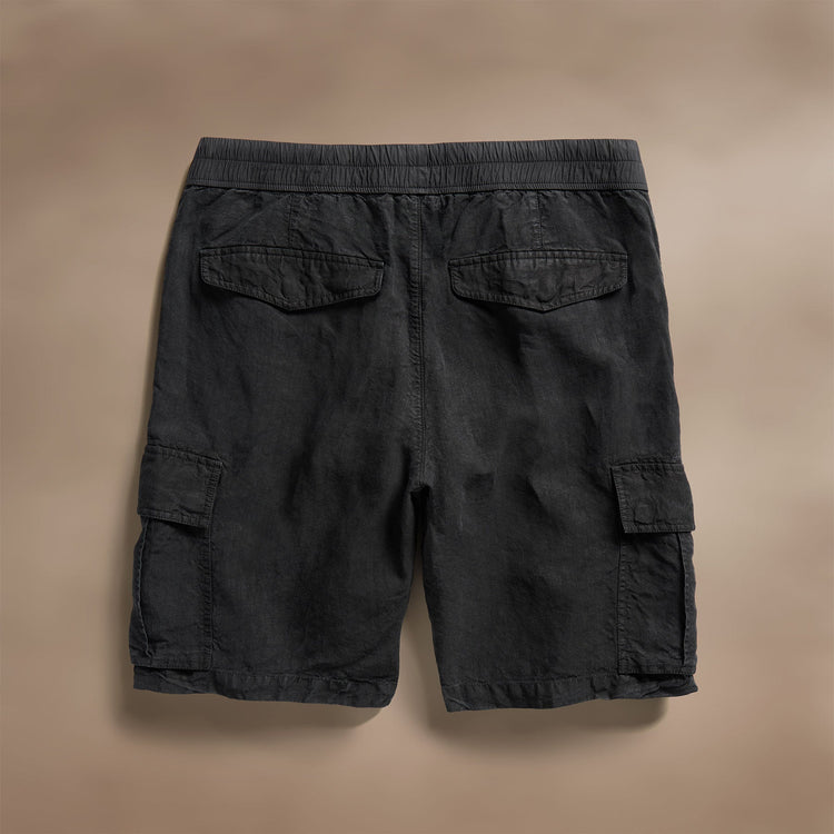 Textured Linen Flight Short in Black | James Perse Los Angeles