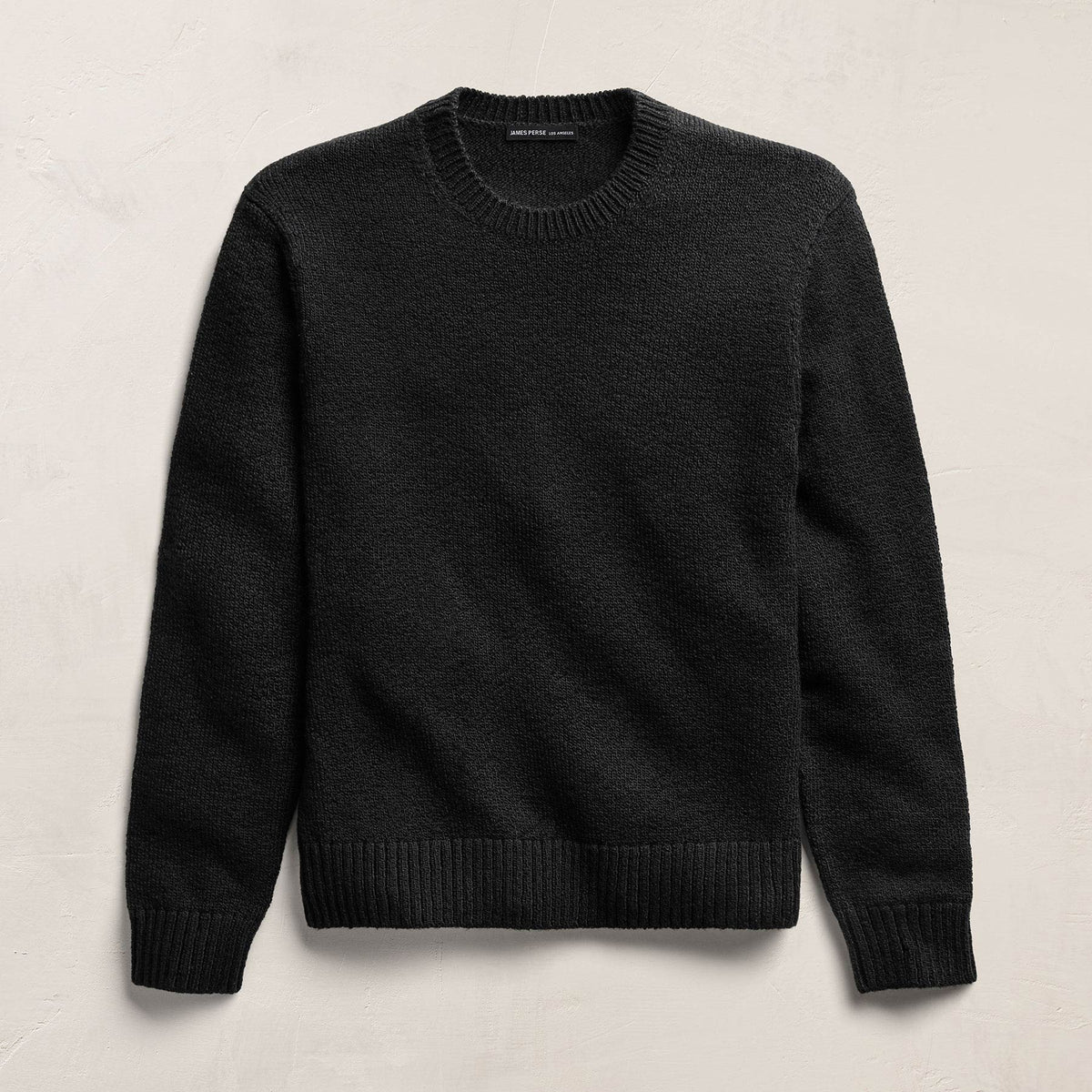 Stretch Cotton Crew Sweater in Black | James Perse Los Angeles