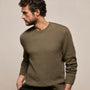 Stretch Cotton Crew Sweater in Light Olive | James Perse Los Angeles