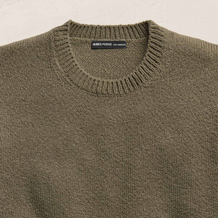 Stretch Cotton Crew Sweater in Light Olive | James Perse Los Angeles