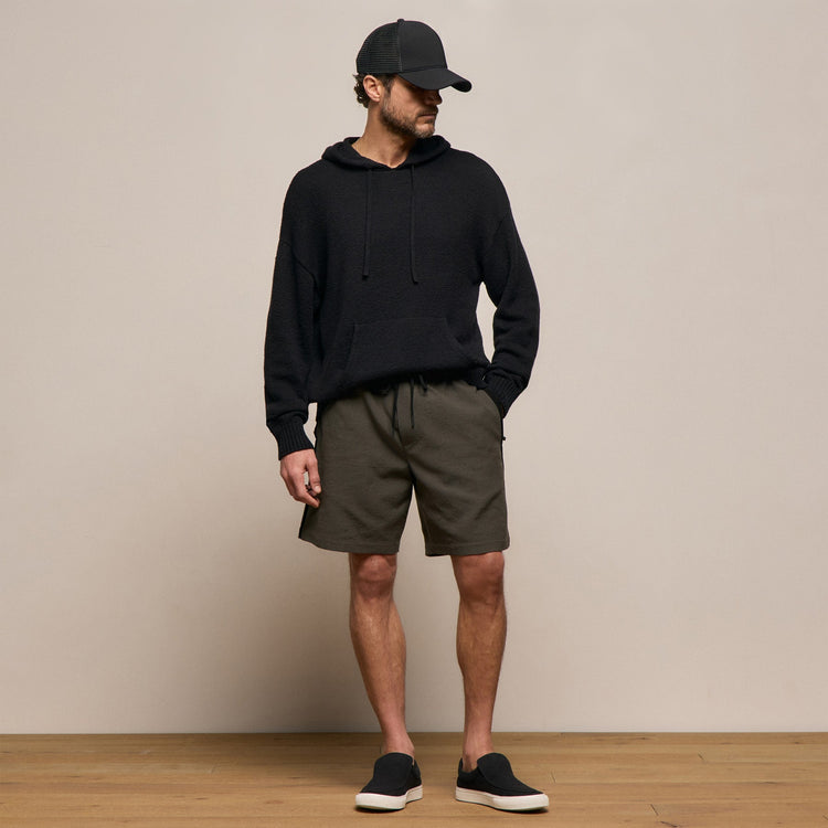 Stretch Cotton Hoodie in Black | James Perse Los Angeles