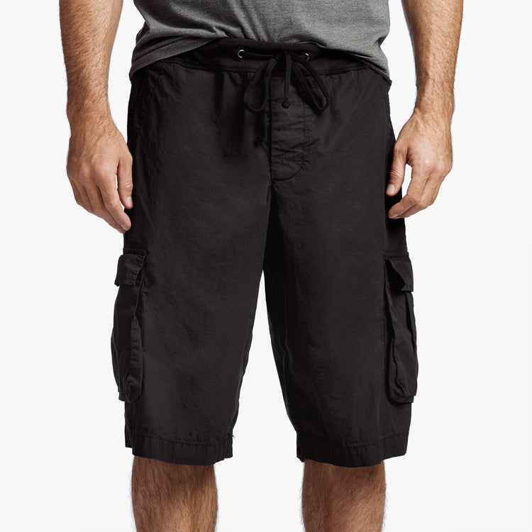 Stretch Poplin Cargo Short in Black | James Perse Los Angeles