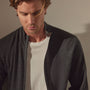 Lightweight Fine Gauge Cashmere Zip Up in Charcoal/stone | James Perse Los Angeles