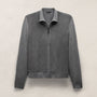 Ultrafine Cashmere Suede Front Zip Cardigan in Heather Grey | James Perse Los Angeles