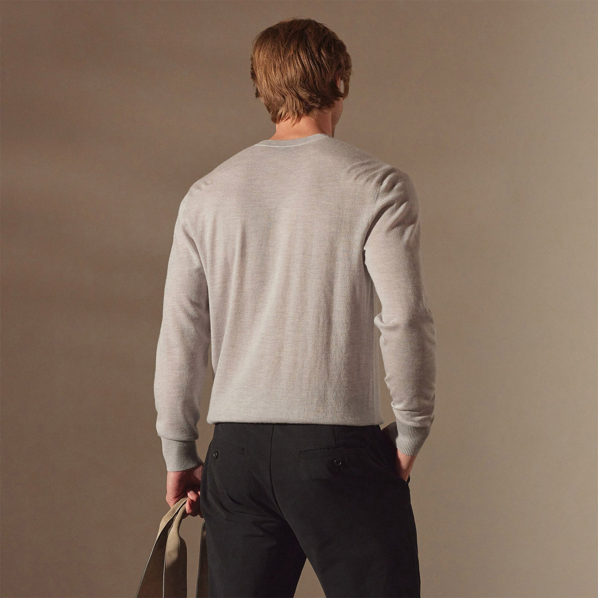 Lightweight Fine Gauge Cashmere Crew in Stone | James Perse Los Angeles