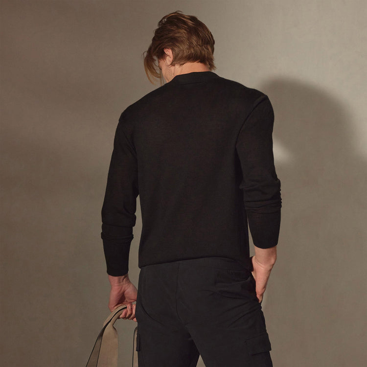 Lightweight Fine Gauge Cashmere Polo in Black | James Perse Los Angeles