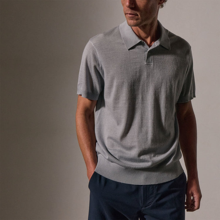 Ultrafine Cashmere Polo in Grey Sky | James Perse Los Angeles