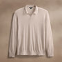 Ultra Fine Cshmr Tpd Open Polo in Balsa/Ivory | James Perse Los Angeles