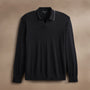 Ultra Fine Cshmr Tpd Open Polo in Black/Charcoal | James Perse Los Angeles