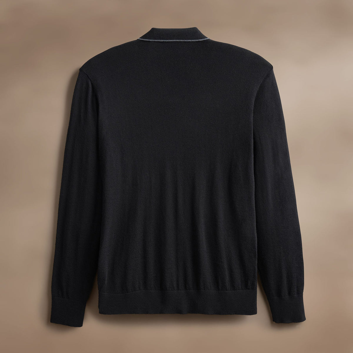 Ultra Fine Cshmr Tpd Open Polo in Black/Charcoal | James Perse Los Angeles