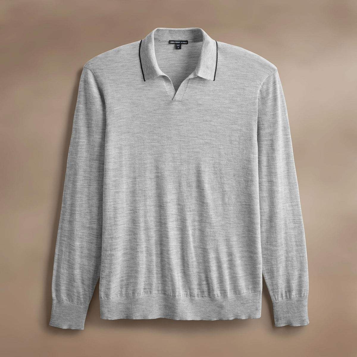 Ultra Fine Cshmr Tpd Open Polo in Light Heather Grey/Coal | James Perse Los Angeles
