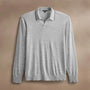 Ultra Fine Cshmr Tpd Open Polo in Light Heather Grey/Coal | James Perse Los Angeles