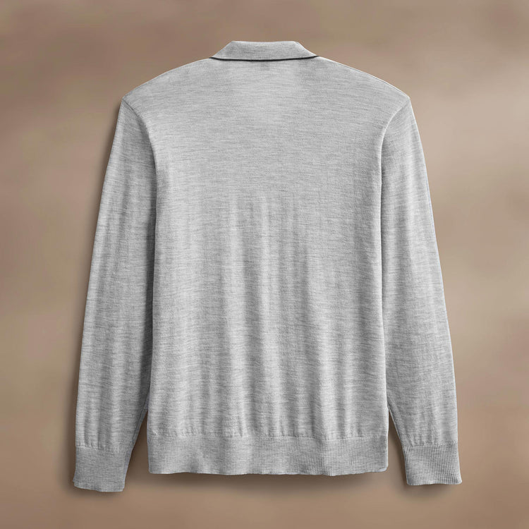 Ultra Fine Cshmr Tpd Open Polo in Light Heather Grey/Coal | James Perse Los Angeles