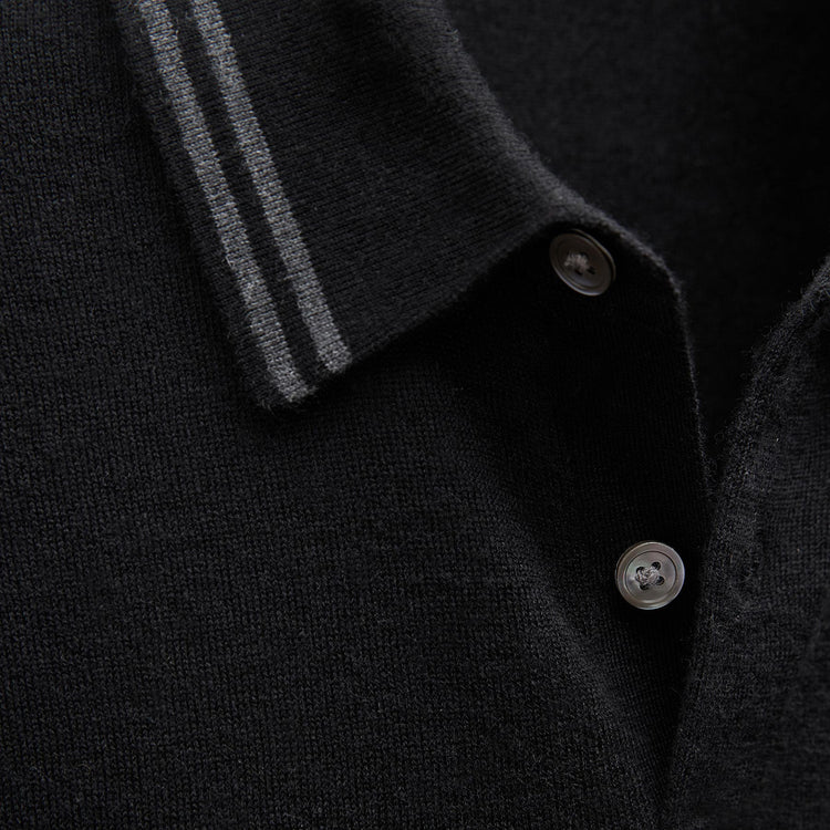 Ultrafine Cashmere Tipped Polo in Black/Charcoal | James Perse Los Angeles