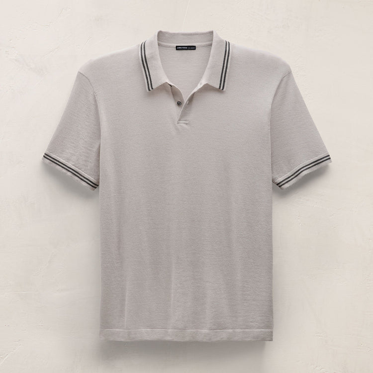 Ultrafine Cashmere Tipped Polo in Fog/Charcoal | James Perse Los Angeles