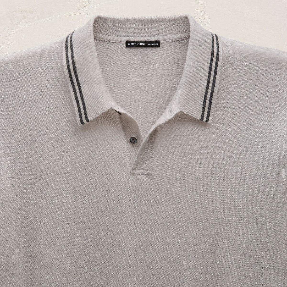 Ultrafine Cashmere Tipped Polo in Fog/Charcoal | James Perse Los Angeles