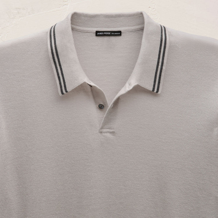 Ultrafine Cashmere Tipped Polo in Fog/Charcoal | James Perse Los Angeles