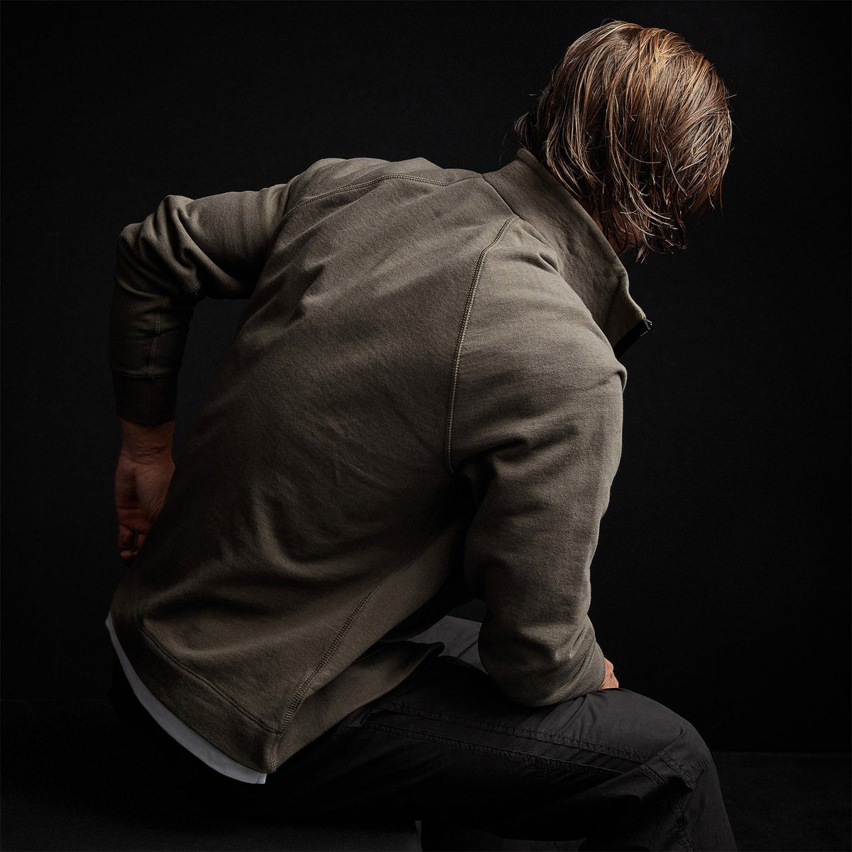 Fleece Zip Up Funnel Neck in Platoon | James Perse Los Angeles