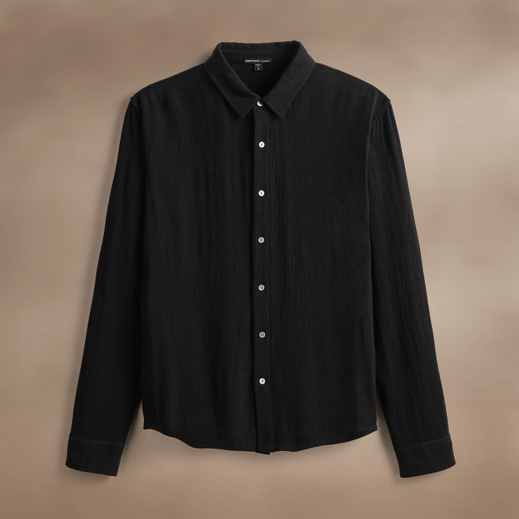 Solid Viscose Wool Shirting in Black | James Perse Los Angeles