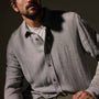 Solid Viscose Wool Shirting in Heather Grey | James Perse Los Angeles