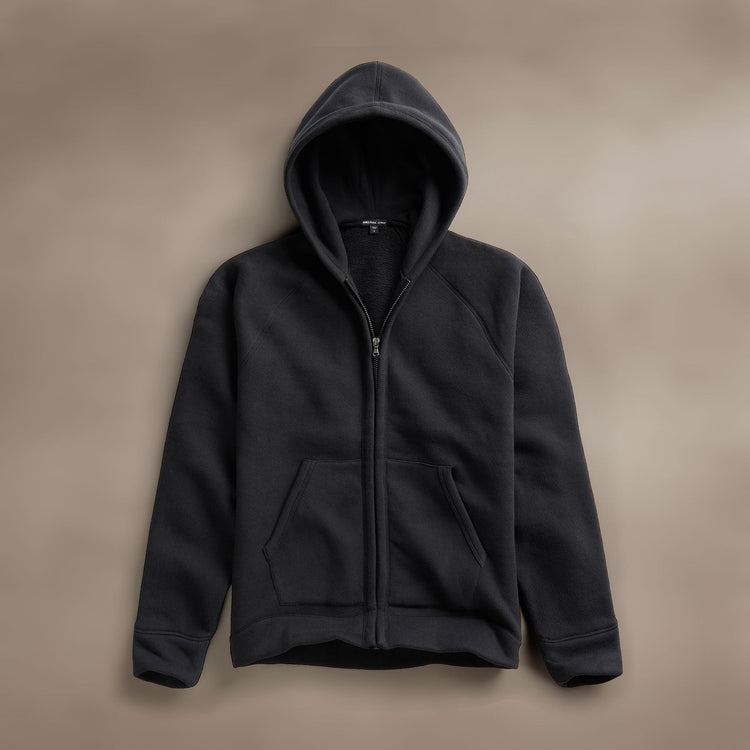 Cozy Zip Up Hoodie in Black | James Perse Los Angeles