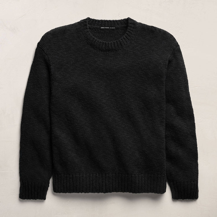 Cotton Linen Crew in Black | James Perse Los Angeles