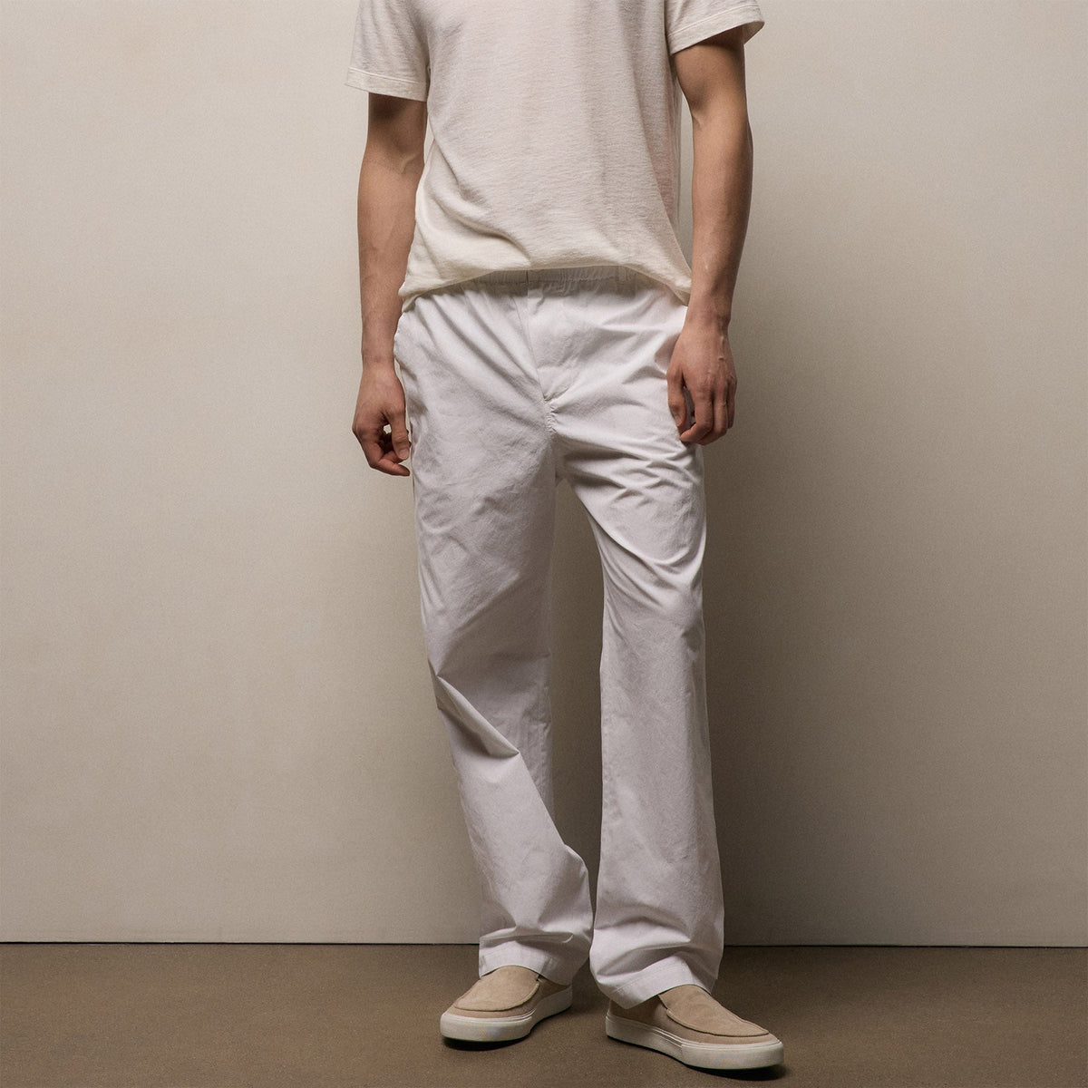 Italian Heavy Poplin Trouser in White | James Perse Los Angeles