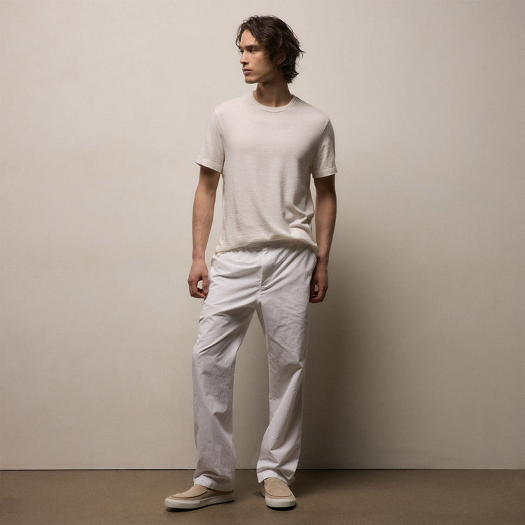 Italian Heavy Poplin Trouser in White | James Perse Los Angeles