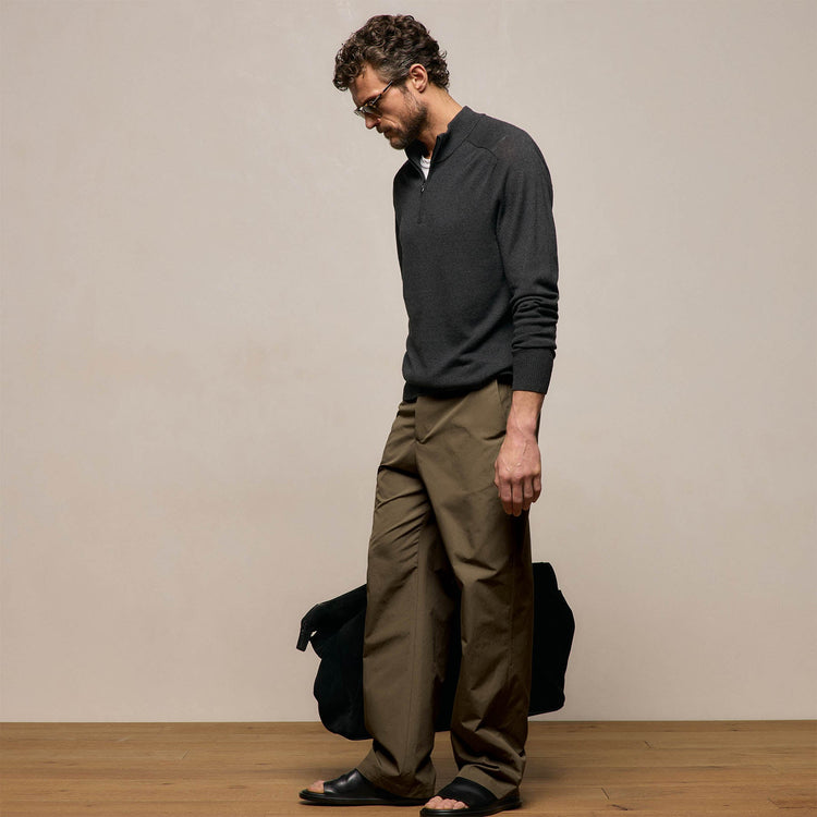 Italian Heavy Poplin Clean Front Trouser in Light Olive | James Perse Los Angeles