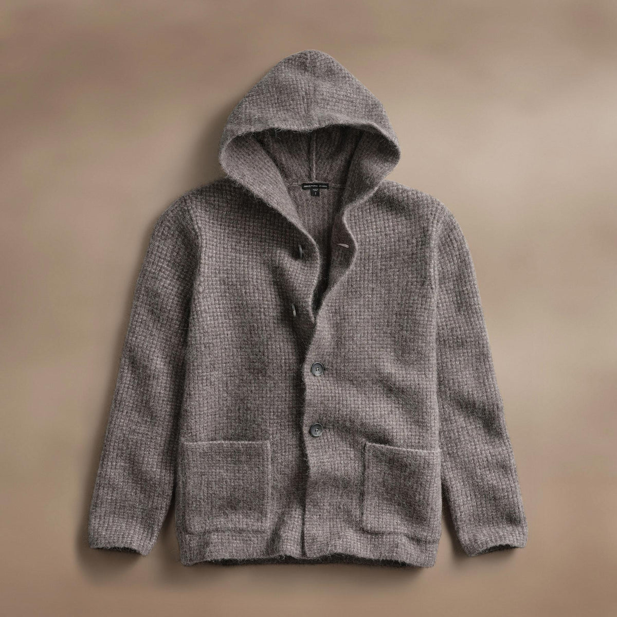 Chunky Waffle Knit Hooded Coat in Mid Grey | James Perse Los Angeles