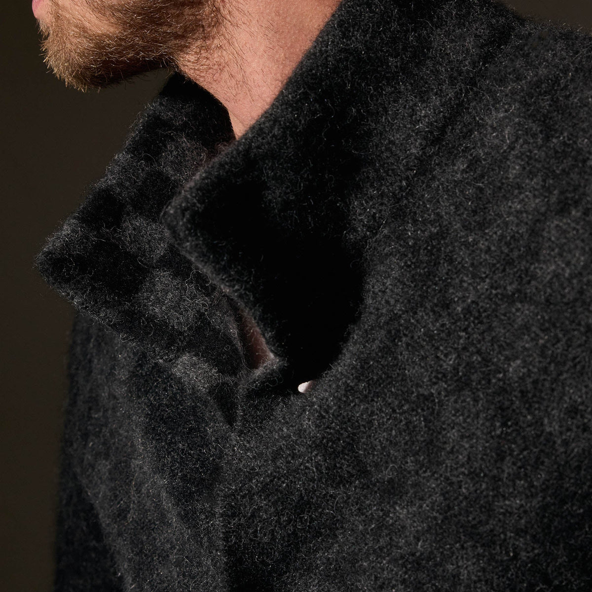 Interior Check Knit Car Coat  in Black/Anthracite | James Perse Los Angeles