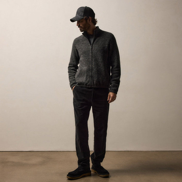 Wool Alpaca Stretch Zip Front in Anthracite | James Perse Los Angeles