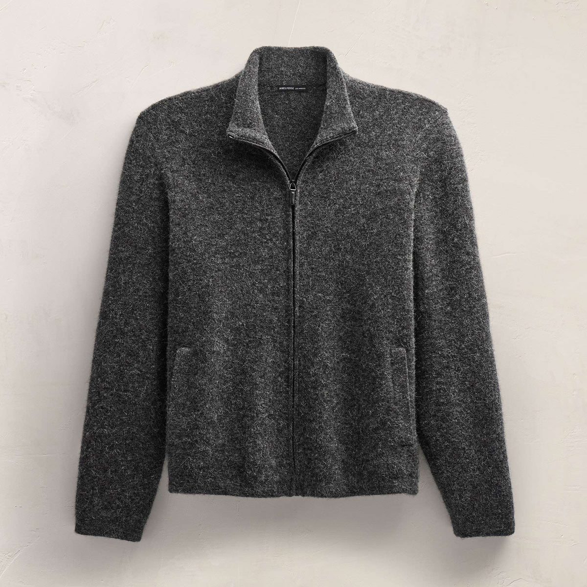 Wool Alpaca Stretch Zip Front in Anthracite | James Perse Los Angeles FLAT