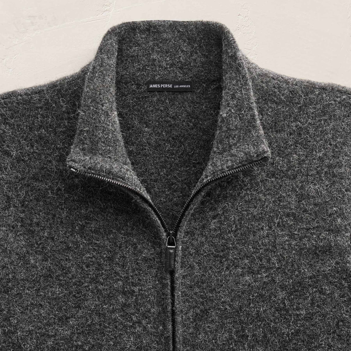 Wool Alpaca Stretch Zip Front in Anthracite | James Perse Los Angeles FLAT