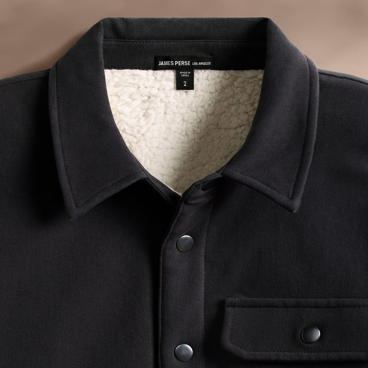Woven Cotton Terry Shirt Jacket in Magma | James Perse Los Angeles