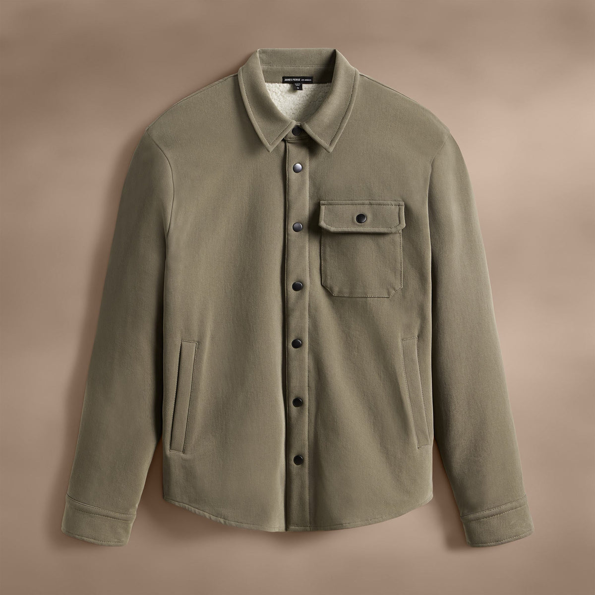 Sherpa Lined Woven Shirt Jacket in Peet | James Perse Los Angeles