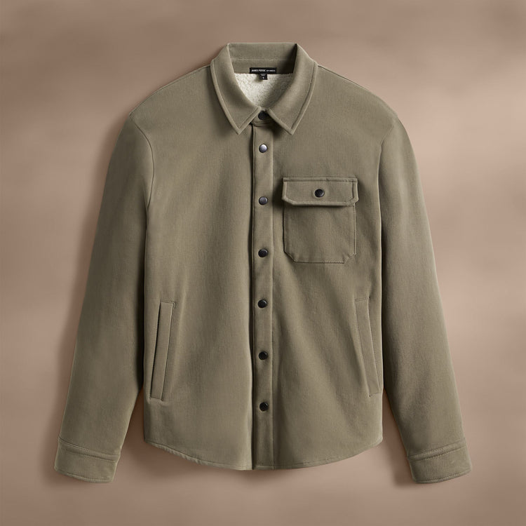 Sherpa Lined Woven Shirt Jacket in Peet | James Perse Los Angeles