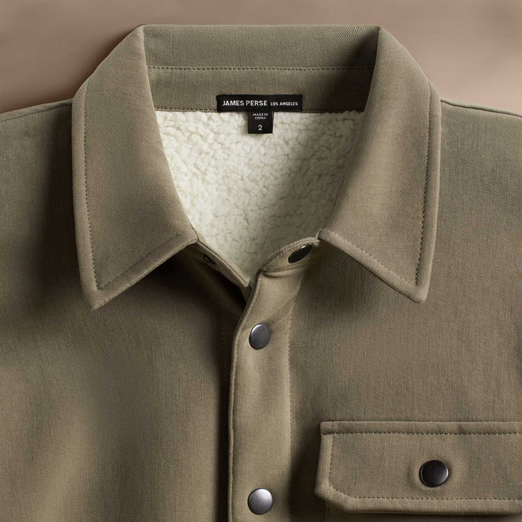 Sherpa Lined Woven Shirt Jacket in Peet | James Perse Los Angeles
