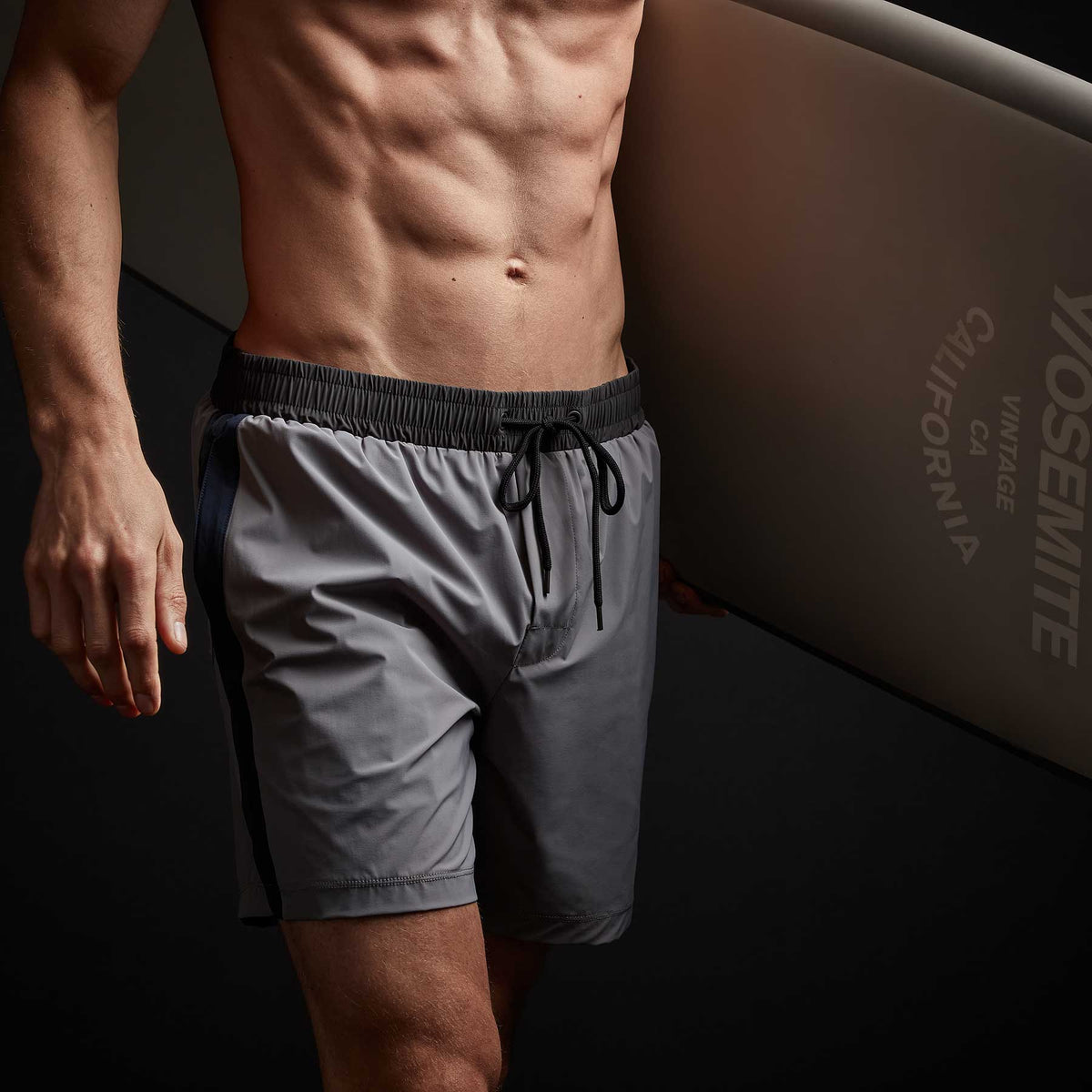 Double Stripe Board Short in Dusk/True Navy/Carbon/Laurel | James Perse Los Angeles