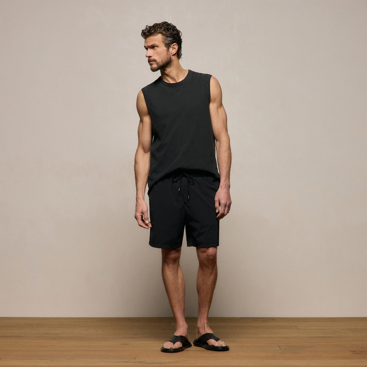 Contrast Piped Boardshort in Black/Carbon | James Perse Los Angeles