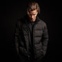 Side Stripe Down Funnel Jacket in Black/Black | James Perse Los Angeles