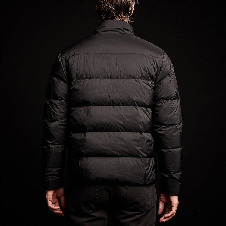 Side Stripe Down Funnel Jacket in Black/Black | James Perse Los Angeles