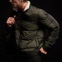 Side Stripe Down Funnel Jacket in Olive/Black | James Perse Los Angeles